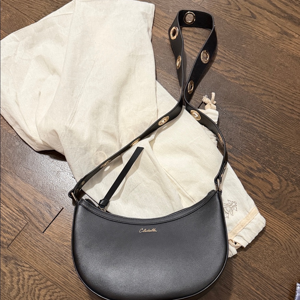 Cleobella Black Hobo Bag with Gold Details
